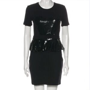 Markus Lupfer Sequin Heart Back Zip Peplum Dress M